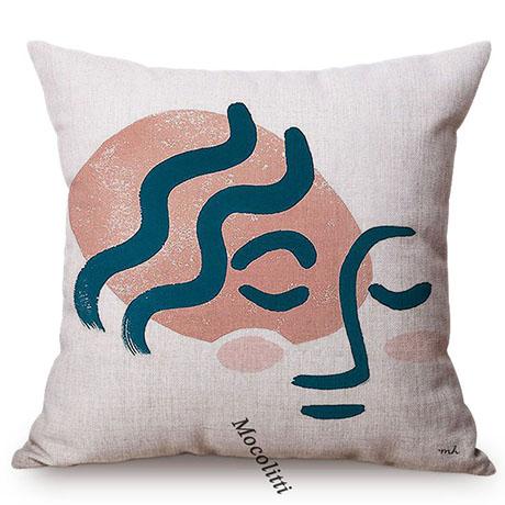 Modern Sketch Art Home Decoration Sofa Pillow Case Abstract Geometric Line Design Sexy Woman Face Decorative Chair Cushion Cover