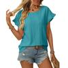Женская весенне-летняя однотонная футболка с круглым вырезом, милая футболка с короткими рукавами, топ с вырезами