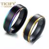 Мужское кольцо из титановой стали, черное золото, двухцветный рисунок, ювелирное кольцо для пары