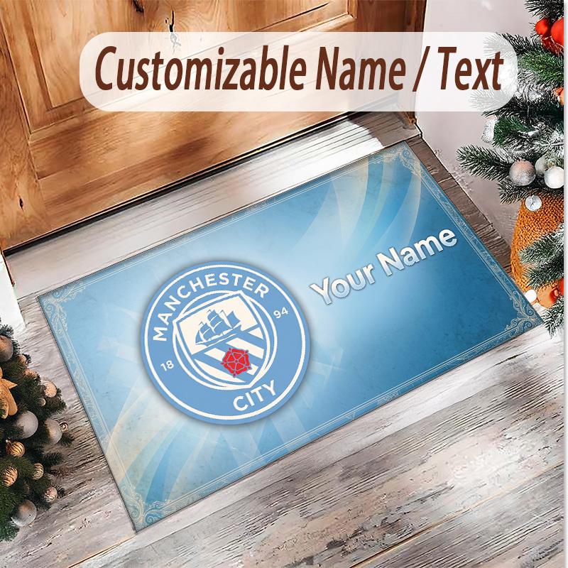 Personalized Crystal Velvet Carpet Manchester City Pattern Non Slip Floor Rug