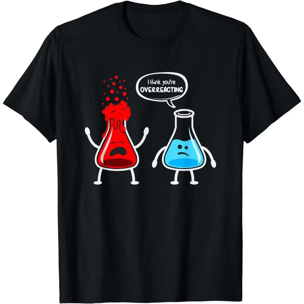 Футболка Overreacting" Funny Chemistry Nerd - классический крой, круглый вырез, короткий рукав, черная