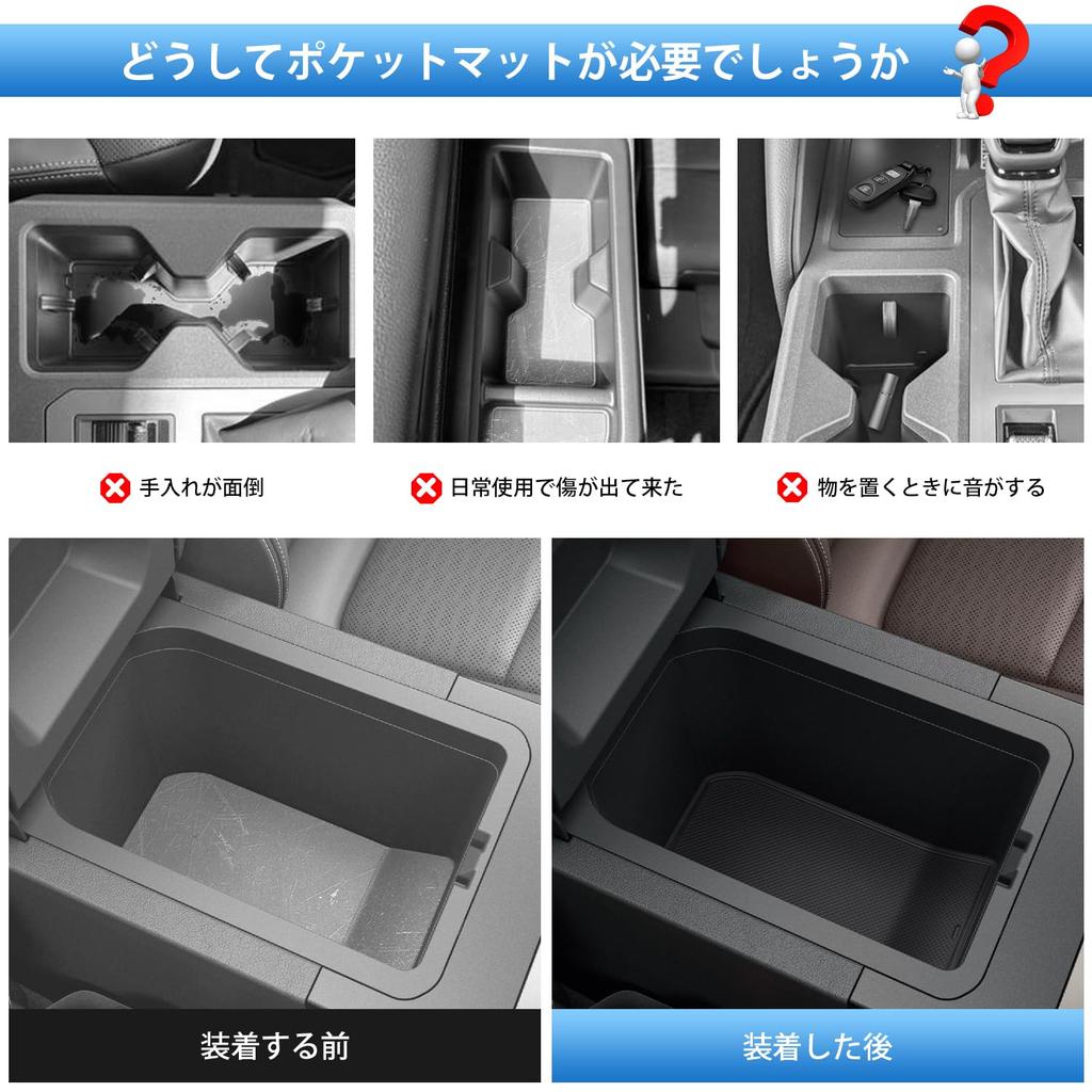 Auto Spec Interior Rubber Door Pocket Mats for Toyota Land Cruiser LC250 Compatible with the New Prado 250 Set of Rubber and Toyota Land Cruiser