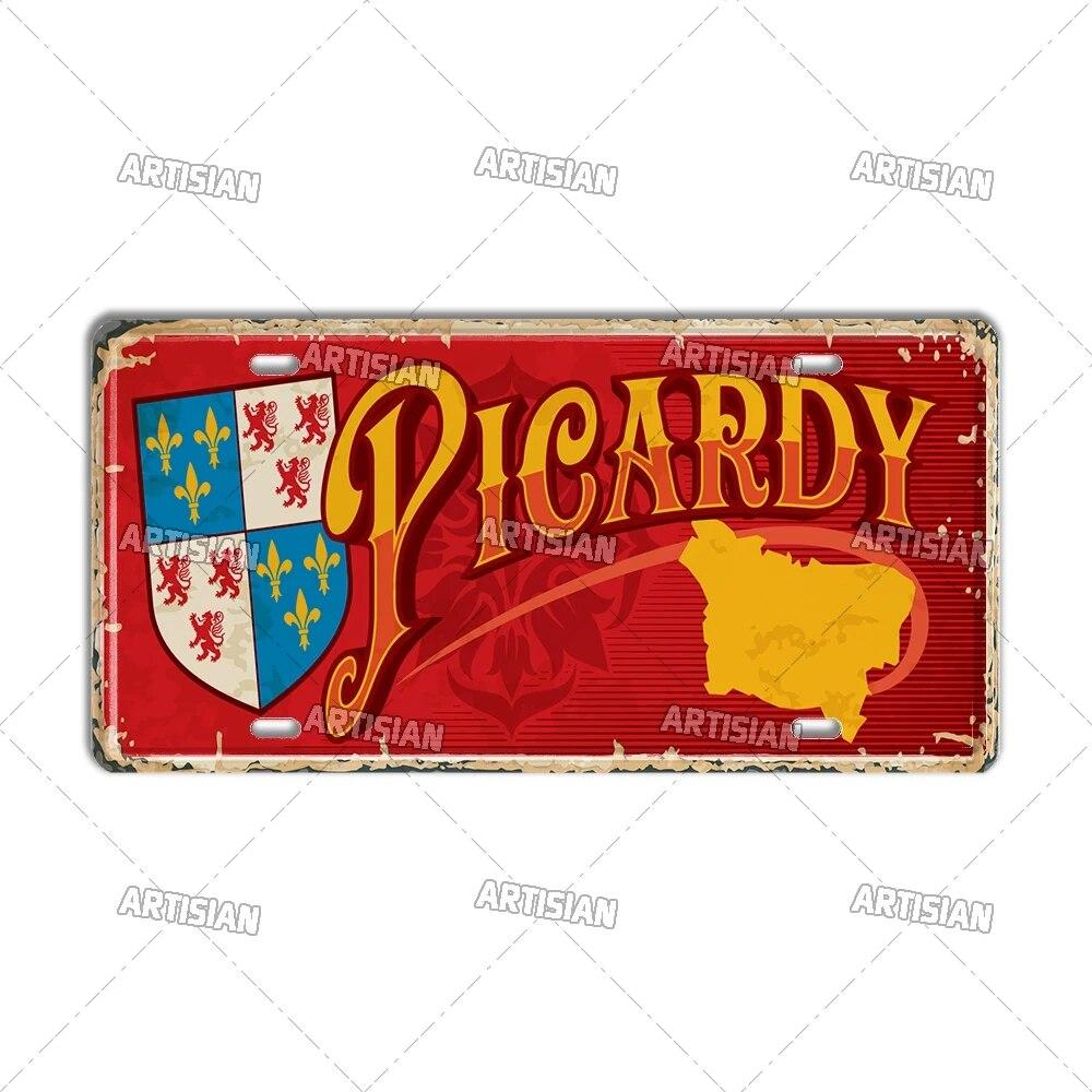 Artisian France Province Ctiy Metal Sign Landmark License Plate Travel Car Plate Decorative Tin Plaque Wall Decor Garage Bar Pub