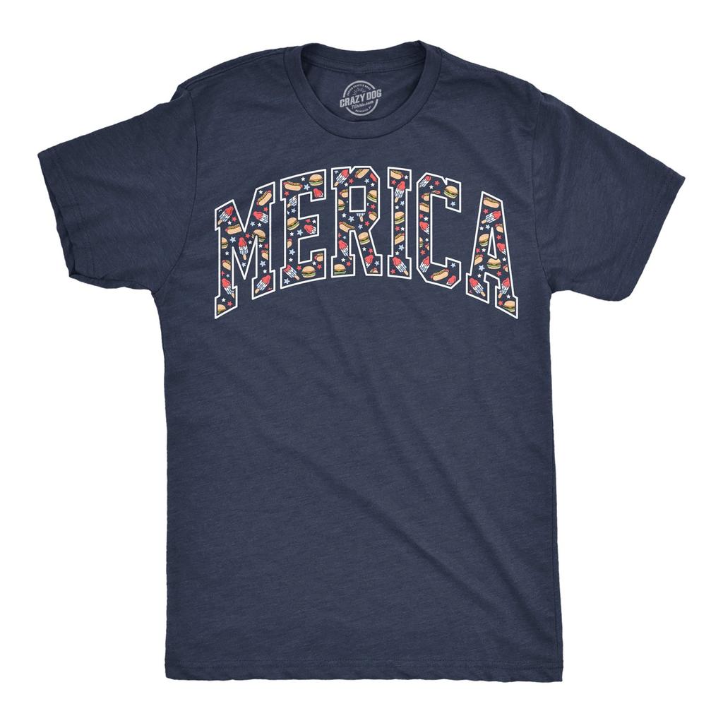 Mens Funny T Shirts Merica Text Food Sarcastic Fourth Of July Tee For Men