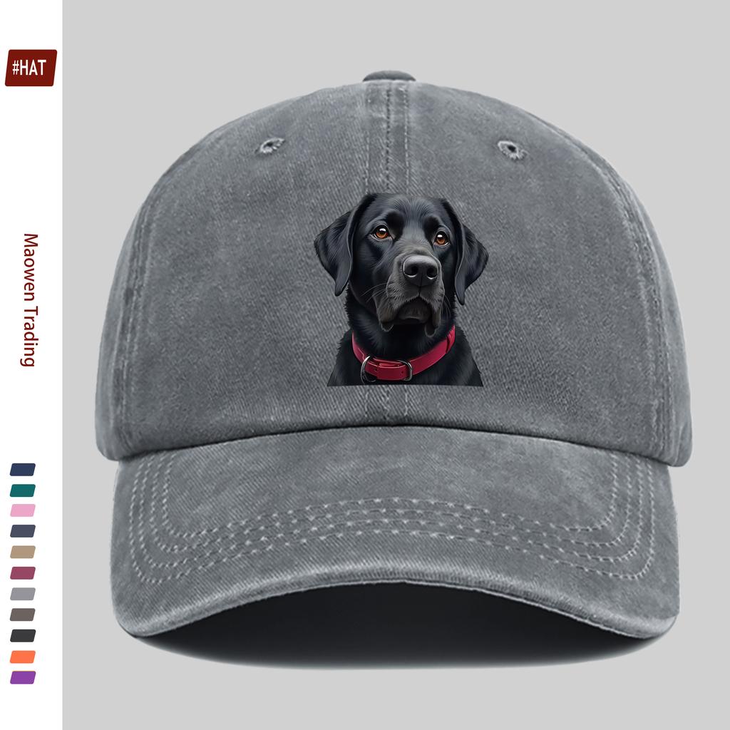 pc Majestic Black Labrador Dog Print Baseball Cap Showcasing Charming Eyes And Vibrant Red Collar Pet Print Design Decorative