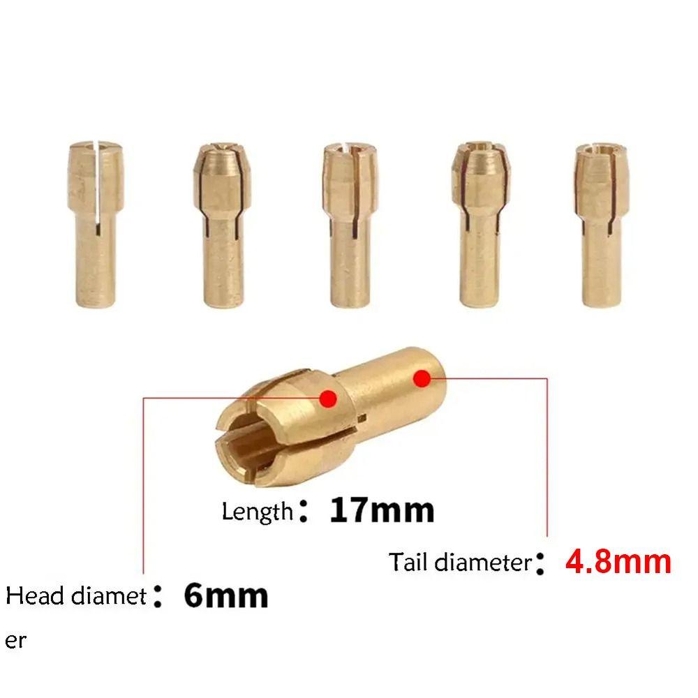 10 шт. Новые мини-патроны для дрели с хвостовиком 4,8 мм, латунные 0,5 мм-3,2 мм, адаптер для патрона, металлические патроны для дрели, цанга для Dremel