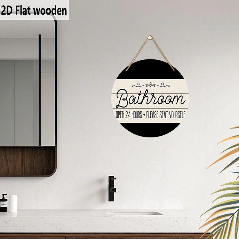 Деревянные подвесные декоративные таблички, украшения для туалета, 2D плоские подвески, рисунок - логотип "Ванная комната", подарок на новоселье для друзей