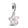 Rotatable Cherry Blossom Dangle Charm Fit Original  Bracelet DIY Women Floral Jewelry Making Spring 2024 New