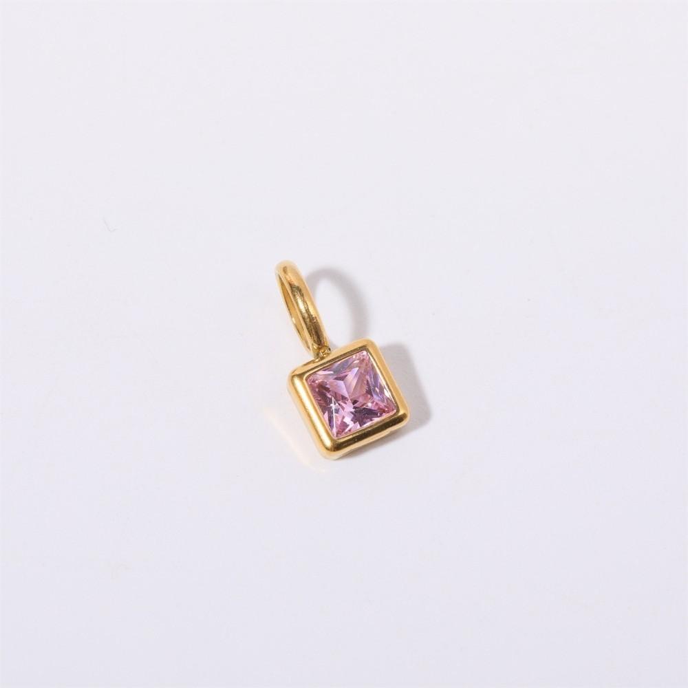 Stainless Steel Square Stone Pendant Colored Zirconia Designer Pendant Necklaces  Jewelry Gift