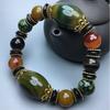 Chinese Style Natural Agate Chalcedony Bead Bracelet Unisex Multi-Gem Stone Wrist Jewelry Gift