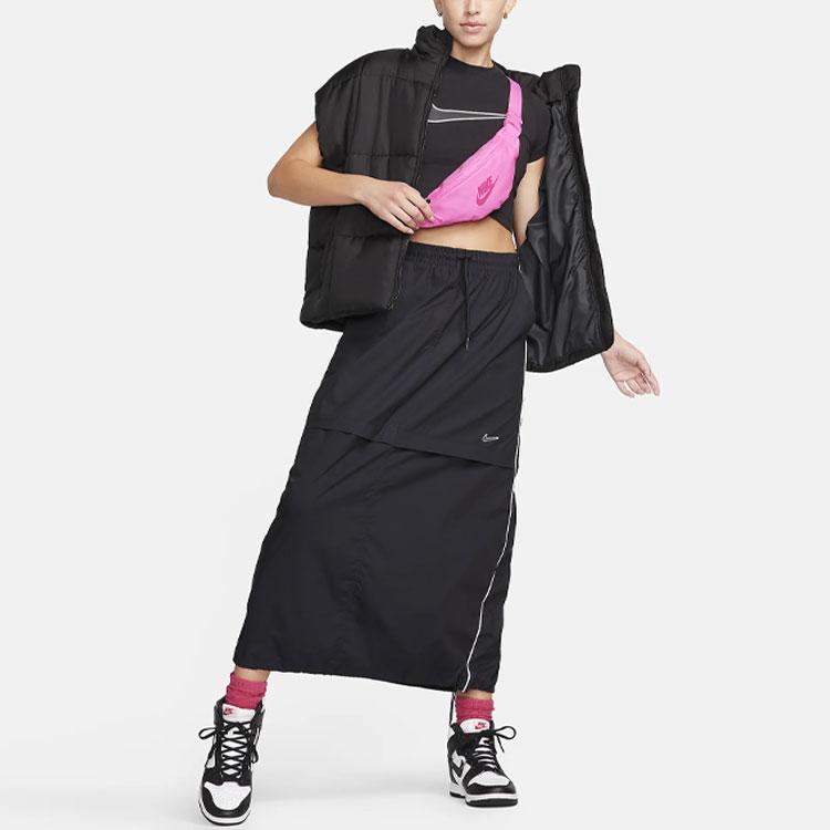 Nike Sportswear Logo Elastic Hem Casual Long Skirt Women skirts Black FV4970-010
