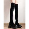 Over-knee Boots Women's 2025 Autumn and Winter New Thick-soled Velvet Boots Women's Elastic Tall Thin Boots Black Boots