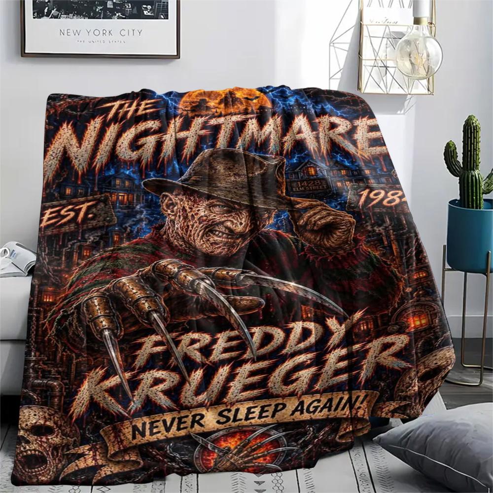 Creepy Freddy Horror Night Print Blanket Suitable For All Seasons Sofa Blanket Sheet Office Rest Blanket Machine Washable