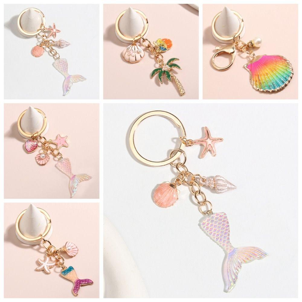 Conch Mermaid Tail Keyring Mermaid Tail Beach Style Beach Style Fun Decorative