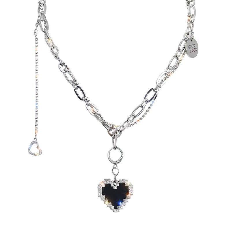 Милые и классные малышки ~ Слегка инкрустированное цирконием ожерелье Love для женщин в стиле хип-хоп, универсальная цепочка на шею, цепочка на ключицу