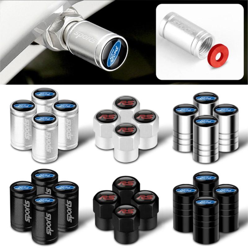 4Pcs Car Accessories Metal Alloy Tire Valve Tyre Stem Air Caps For Ford Ecosport Transit Escort Focus Kuga Tierra Fiesta Shelby