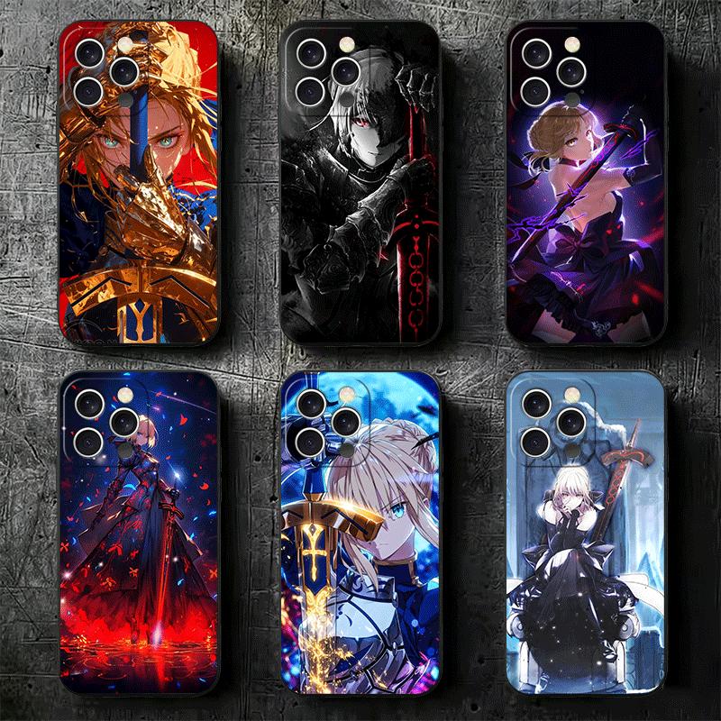 Чехол для телефона Fate Zero Stay Night Saber Мягкий Чехол-накладка для iPhone 16 16E 17 Air 15 Pro Max 14 Plus 13 Mini 11 12 7 Черный Задняя панель