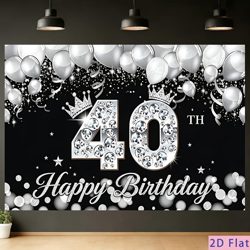 2D flat banner 1 piece banner Crown in black and silver 40th birthday Polyester background clothzyc