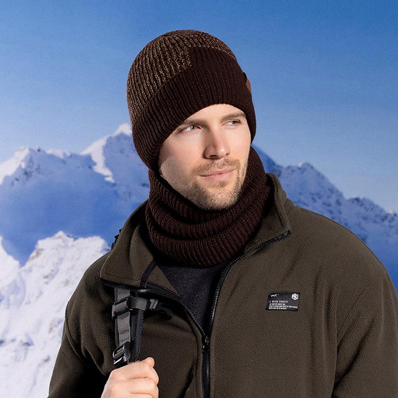 Зимняя уличная морозостойкая шапка, шарф, костюм, бархатная теплая вязаная шапка, велосипедная шерстяная шапка с защитой ушей