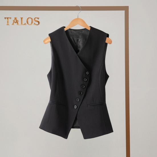 Женский жилет, пальто без рукавов, однобортный, на пуговицах, в стиле вестерн, приталенный кардиган, пиджак, однотонный, с V-образным вырезом, формальный, деловой, в стиле леди, жилет
