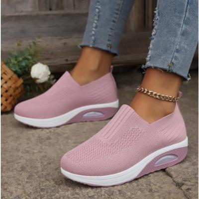 Модные новые спортивные туфли на толстой подошве повседневные туфли Fly Woven Breathable Sports Wearproof Single Shoes Large Size