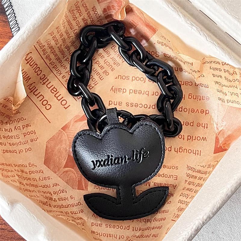 Dark Wind Trendy Leather Love Five-Concealed Star Flower Keychain Подвески Автомобильные Брелоки Сумка Подвесные Украшения Парные Подарки