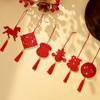 Year of the Horse Spring Festival Wooden Plant Tag with Green Plant and Fu Tassel Pendant