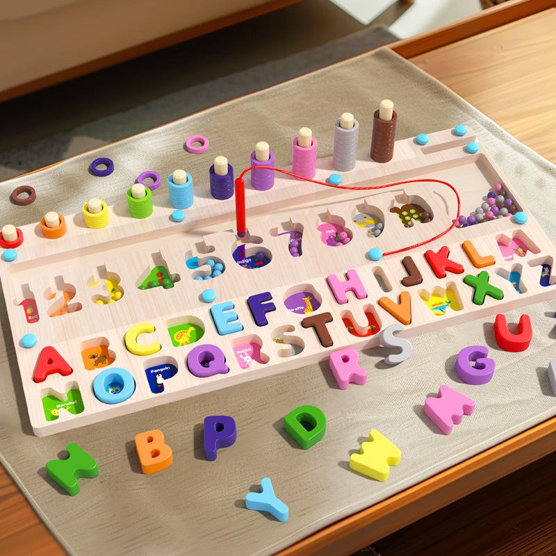 Деревянная Детская Развивающая Игрушка Раннего Развития Буквы Логарифмические Ходячие Бусины Игрушка Упражнение на Удержание Ручки Координация Тренировка Практических Навыков Игрушка