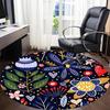 1PC Floral Whimsical Office Round Area Rug, Mat Suitable For Office, Under Office Chairs Bedroom Living Room Home Decor, Room Deco