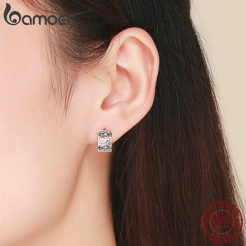 Изысканные серьги-гвоздики BAMOER из стерлингового серебра 925 пробы с цветком ромашки