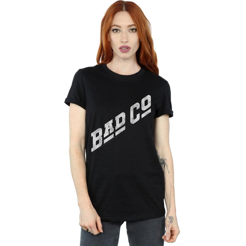 Bad Company Womens/Ladies Distressed Logo Cotton Boyfriend T-Shirt