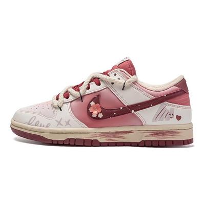 Dunk Flower Story, Янтарные Низкие Кеды для Скейтборда Женские Красные Белые HF0736-161(Команда189-)