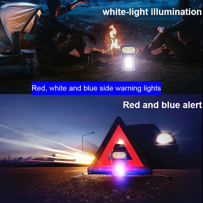 Multifunctional COB Flashlight Ajustable Angle LED Outdoor Torch Portable Keychain Light Magnetic Camping Warning Lamp
