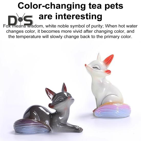Tea Pet Color Changing Fox Resin Handcrafted Lucky Feng Shui Decoration with Hot Water Good Luck Symbol Teatable Teahouse Ornament