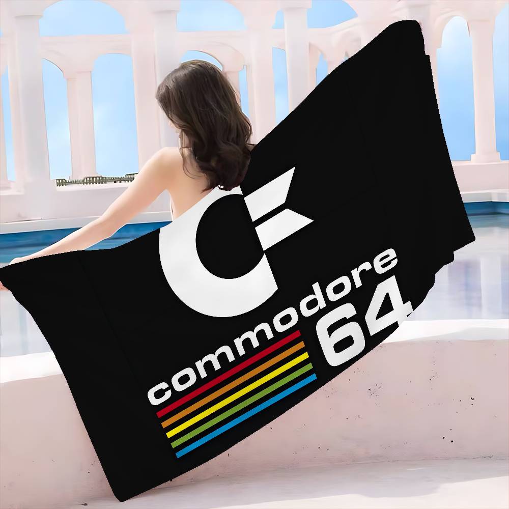 Логотип Commodore 64 Микрофибровое одеяло Быстросохнущие пляжные полотенца Большой размер Печать Супервпитывающее Полотенце-одеяло для бассейна