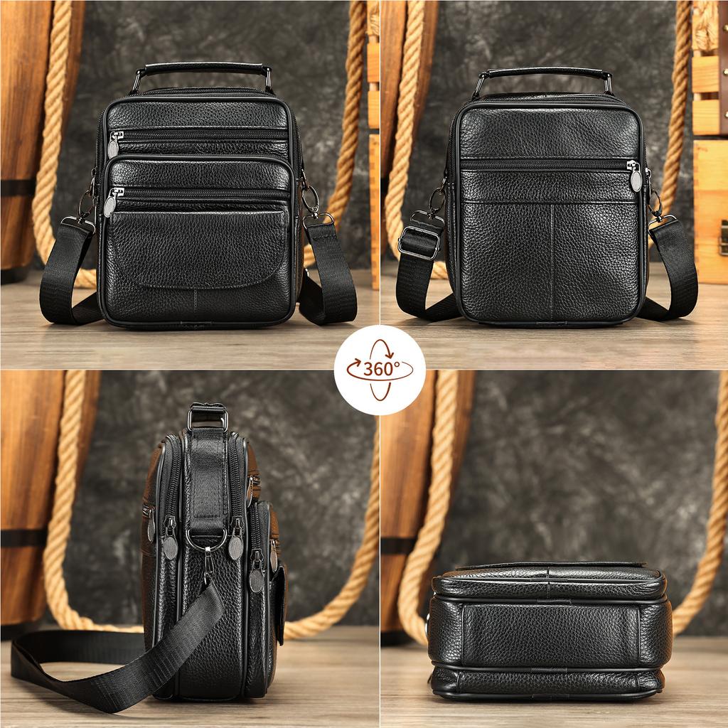 Горячая Распродажа Натуральная Кожаная Мужская Сумка Через Плечо для Повседневных Путешествий, Мужская Сумка с Высококачественным Кожаным Ощущением, Маленькая Сумка на Плечо с Простым Дизайном