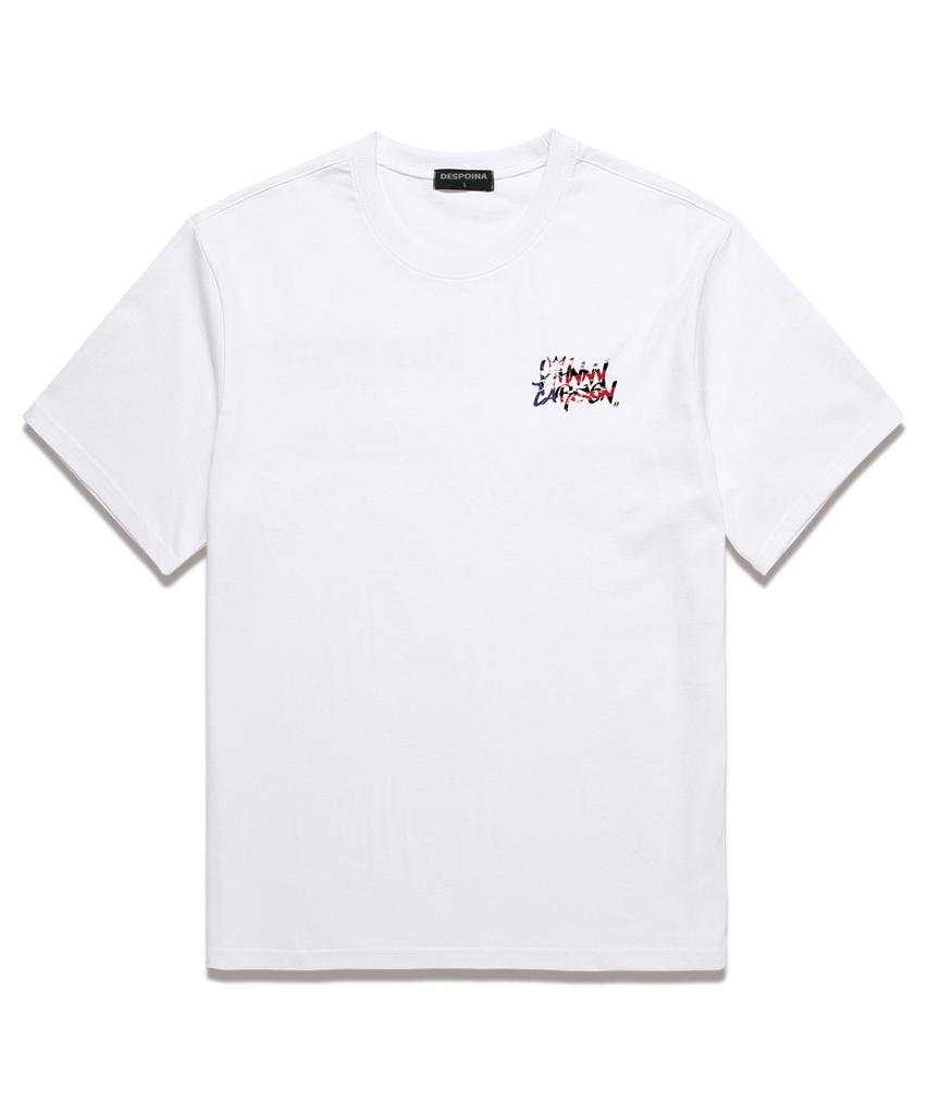 Классическая футболка с коротким рукавом и логотипом-граффити JOHNNY CARSON (Jcss102) Белый/Сас (Тип)