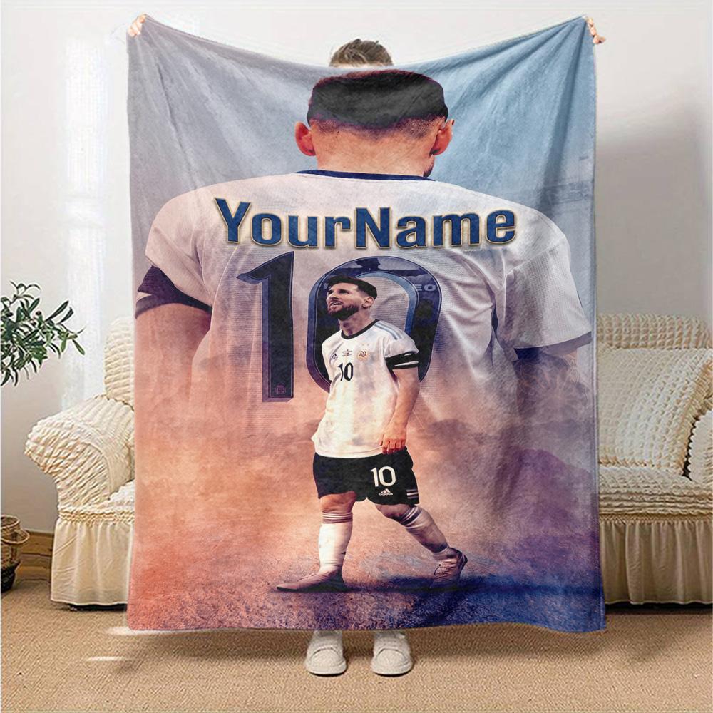 Messi Customize Your Name Blanket Cozy Personalized Blanket Durable Comfort Throw For Picnics Living Room Couch Seaside Four Seasons Universal