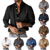 Men's Solid Color Lapel Long Sleeve Shirt Men's Casual Fashion Long Sleeve Shirt