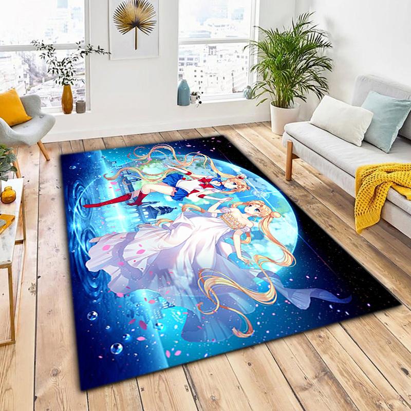 Cute cartoon theme Sailor Moon Tsukino Usagi cartoon rug Multifunctional household anti-slip decorative door mat, outdoor floor mat, and carpet Y6