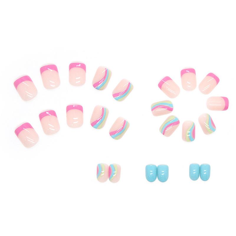 Wear Nail Multicolor Summer Nail Pads, Natural Nail Pads, Finished Fake Nails