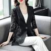 Blazer Suit for Women Slim Fit Long Sleeve Button Cardigan Solid Color Lace Suit Jacket