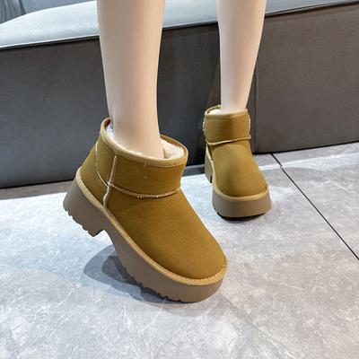 Зимние женские модели с толстой подошвой и увеличением высоты, утепленные и утолщенные большие хлопковые ботинки для Северо-Востока, холодостойкие и теплые короткие ботинки