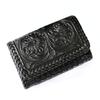 Key Case Leather Genuine Leather 6 Key Case Handmade Flower Carving Saddle Leather Lace Up Coin Purse Bill Holder [Days Art]