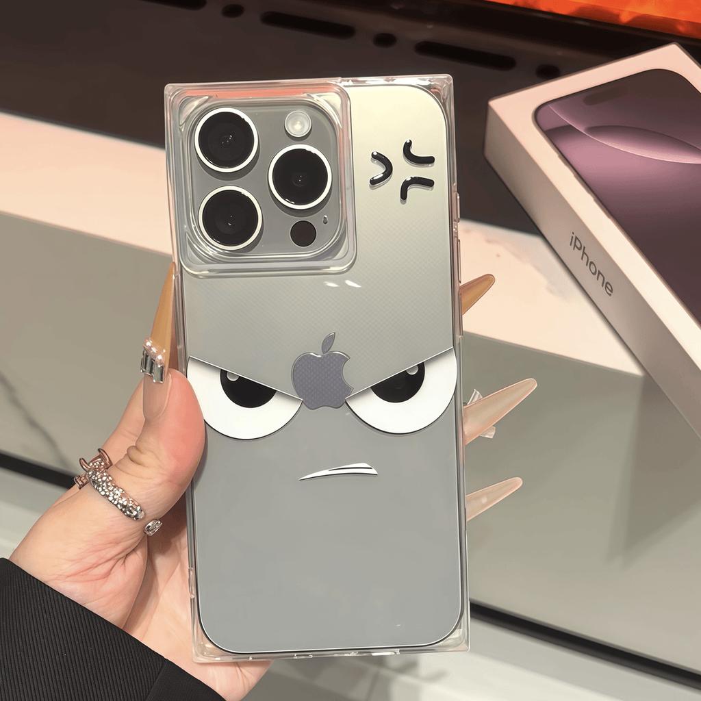 Квадратное свирепое выражение лица подходит для iPhone17Pro Apple 16 квадратный чехол для мобильного телефона 14 прозрачный 15 милый 12/13
