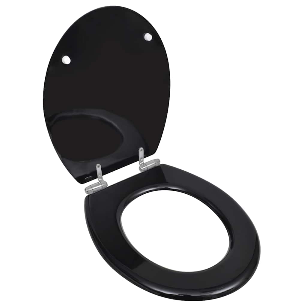 Toilet Seats 2 pcs with Soft Close Mechanism MDF Black