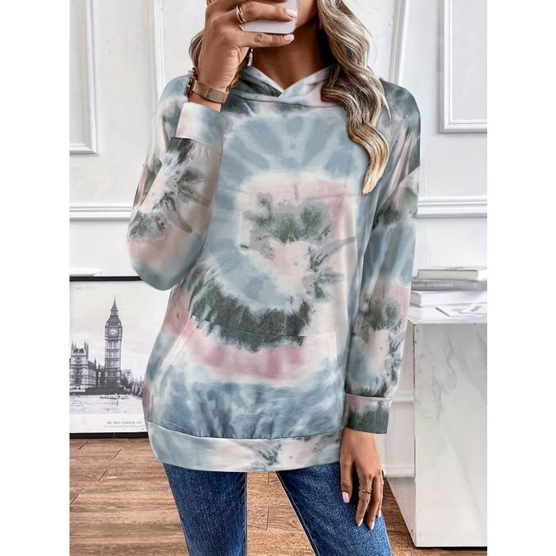 Толстовка с капюшоном Tie Dye, повседневная толстовка с капюшоном с длинным рукавом, женская одежда