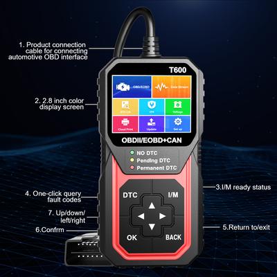 T600 Автомобильный Авто Диагностический Инструмент Сканер OBDII Считыватель Кодов BD2 Работает Для Всех Автомобилей Сброс/Удаление Кодов YM109 YM119 Многоязычный