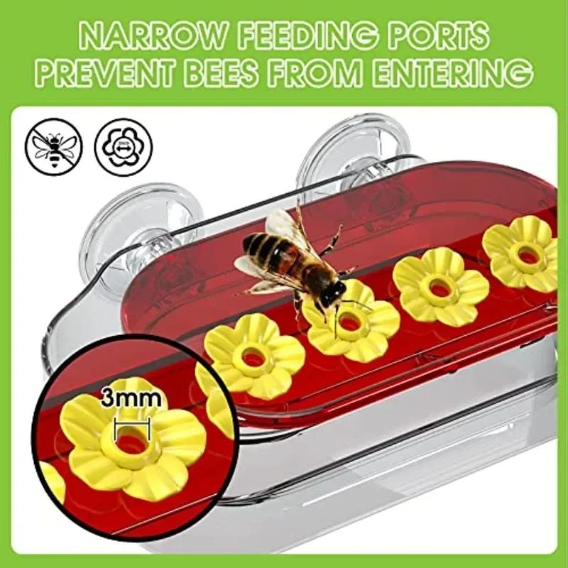 Hummingbird Feeder with 4 Feeding Ports - Strong Suction Cups Window Hanging Bird Feeder, Garden Bird Water Drinker Bottle
