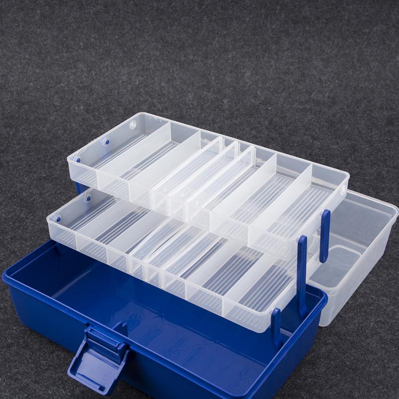 Hot! 3 Layer 30*18*14CM Large Fishing Box Plastic Multifunctional Fishing Tackle Box Fishing Tool Case